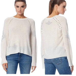 Skull Cashmere Lincoln Sweater Chalk & Heather Grey Size XS